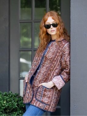 Julia Amory Dakota Quilted Jacket in Coco Privet Stripe